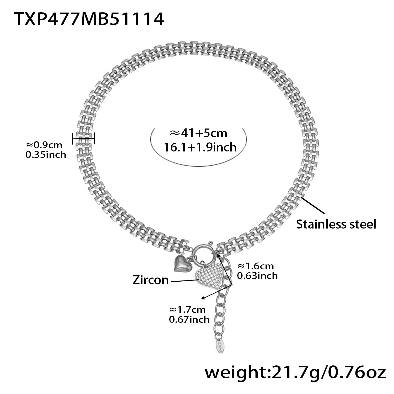 Full-Crystal Zircon Heart Pendant Necklace And Bracelet Set