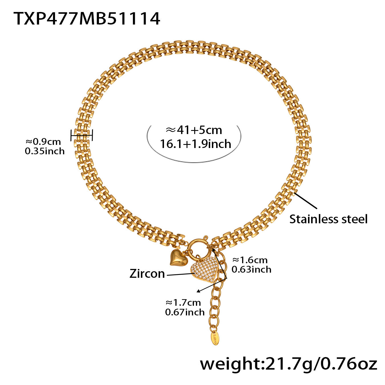 Full-Crystal Zircon Heart Pendant Necklace And Bracelet Set