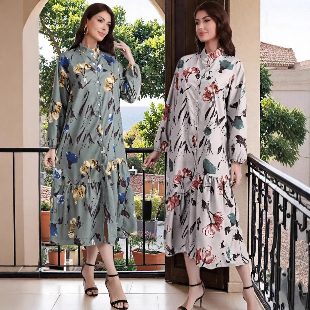 Loose Casual Floral Print Long Dress