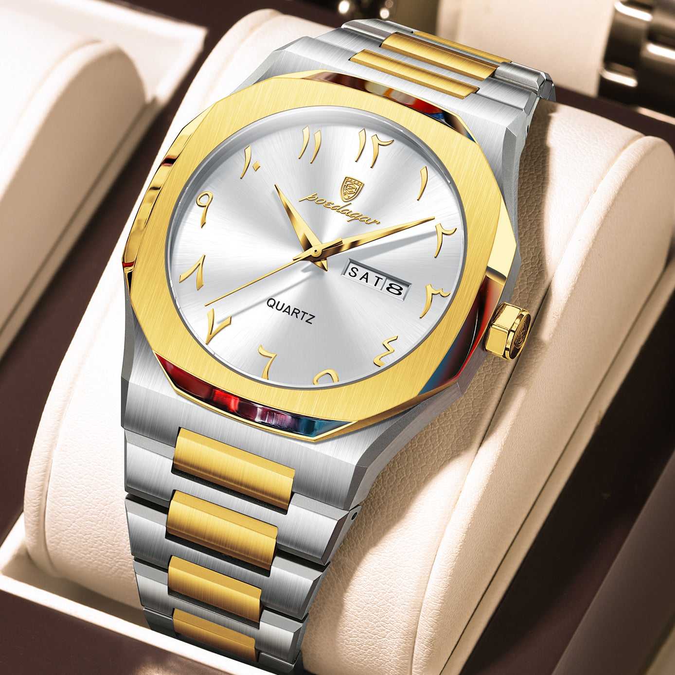 Men's Dual Calendar Simple And Trendy Waterproof Quartz Watch