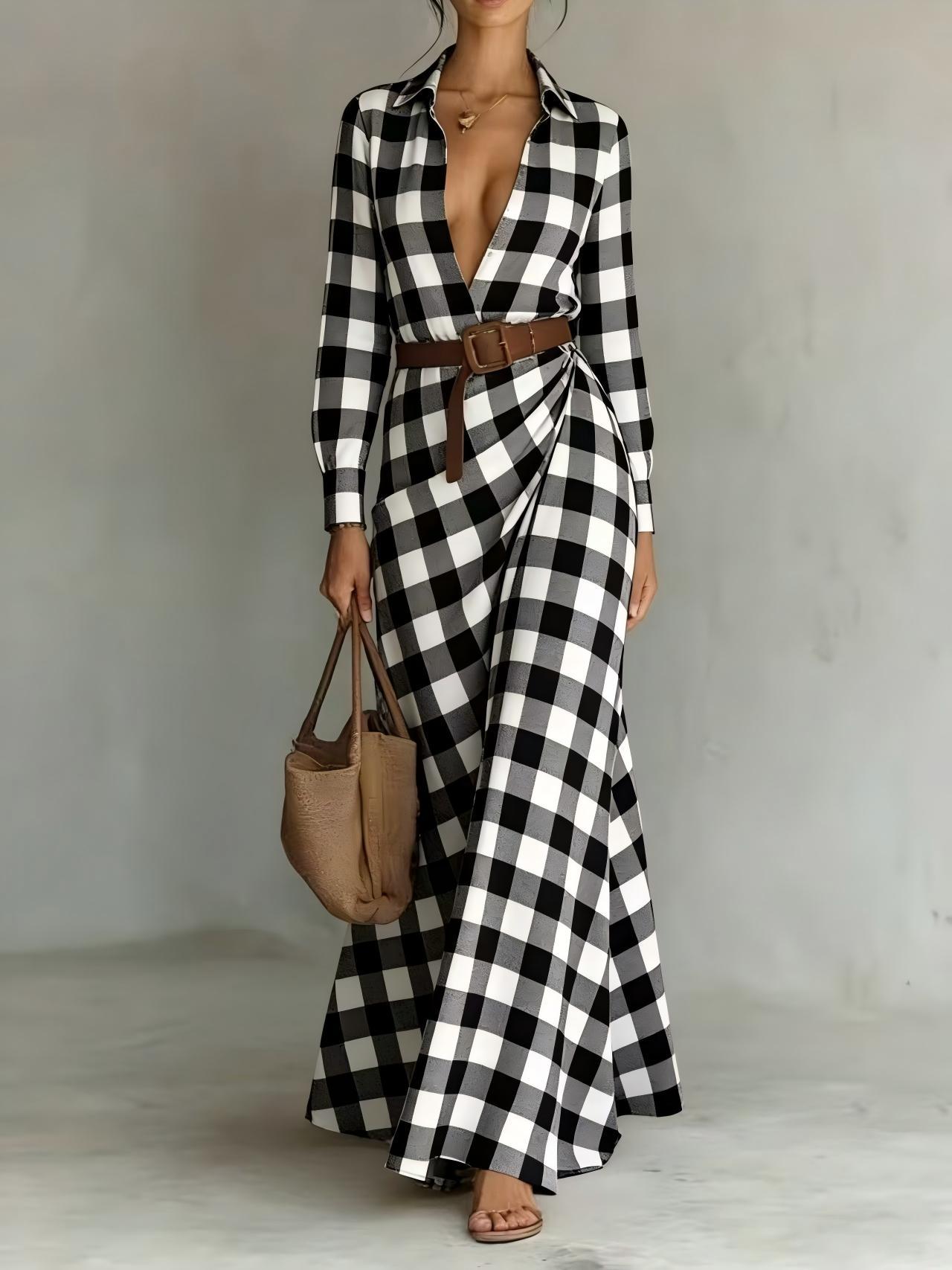 Solid-color Irregularly Pleated Dress With A Belt