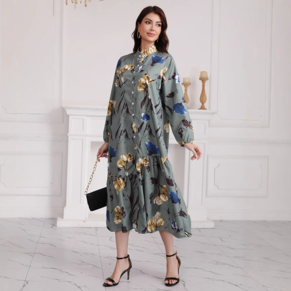 Loose Casual Floral Print Long Dress