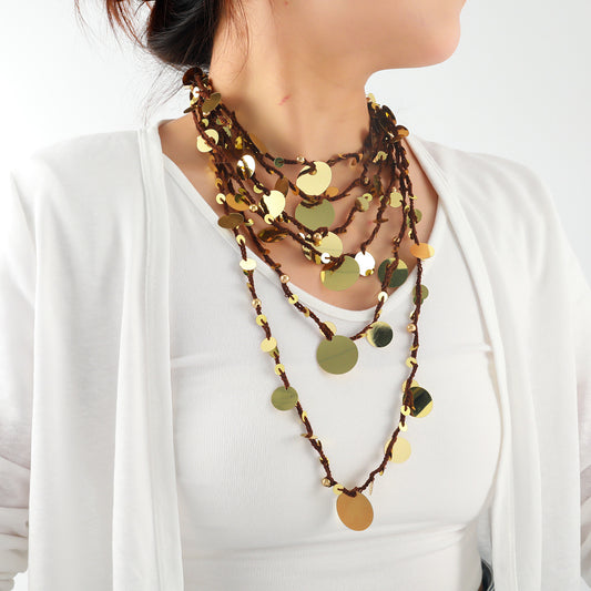 Round Handwoven Summer Beach-Style Necklace