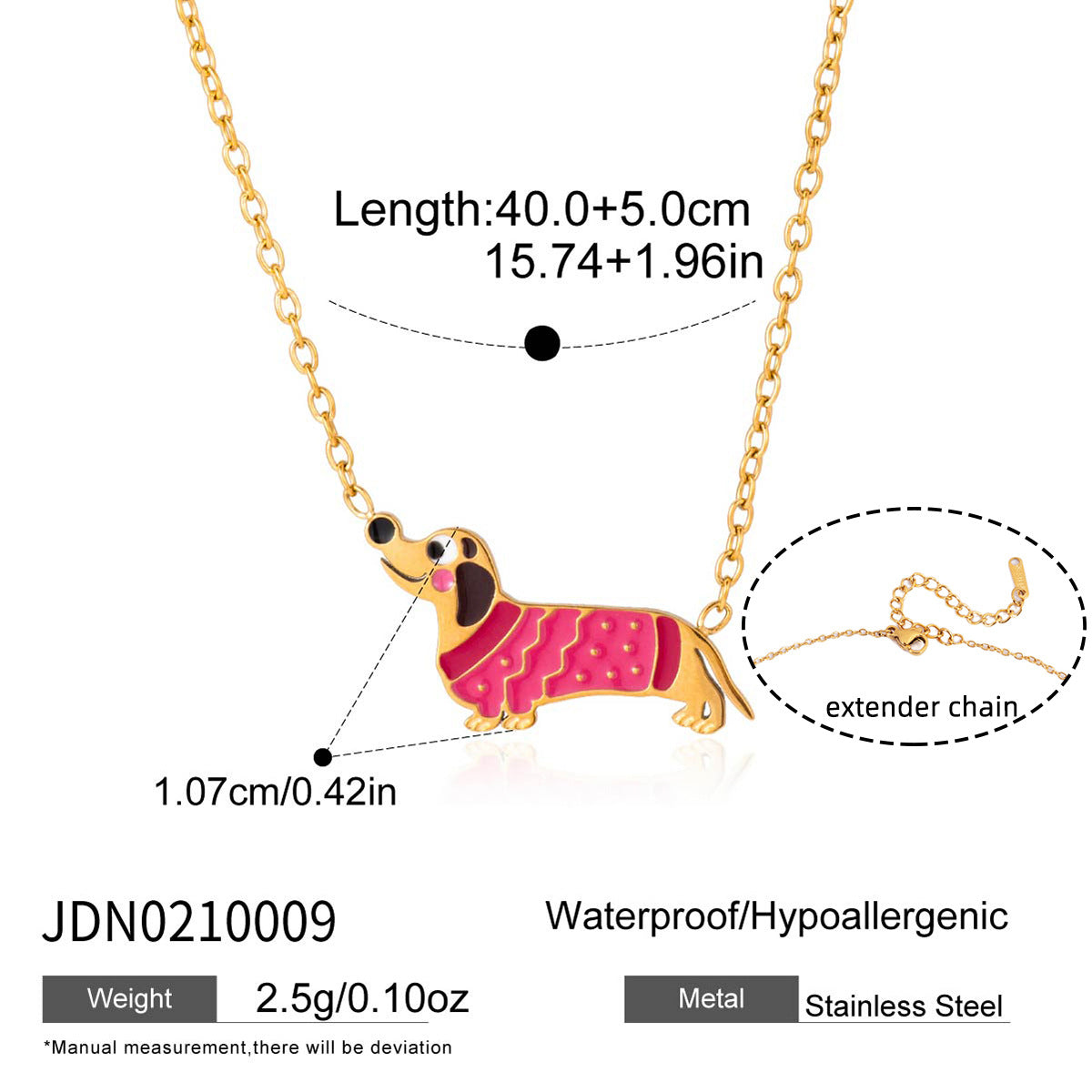 Stainless Steel Oil-Dripping Puppy Bracelet Womens High-End Necklace Light Luxury