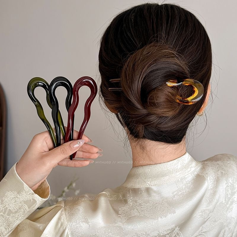 Acrylic Women's Hairpin Back Head Updo Pin