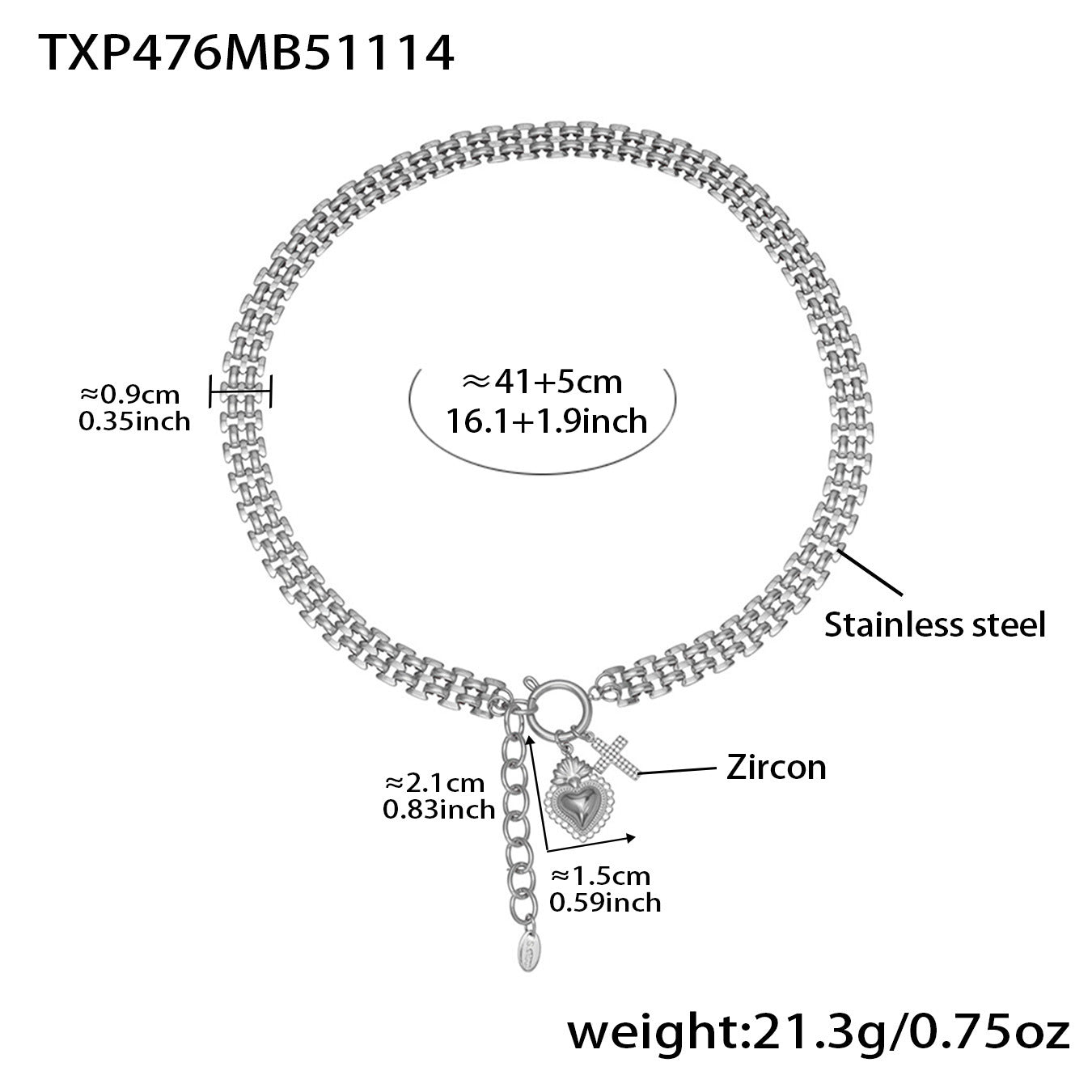 Full-Crystal Zircon Heart Pendant Necklace And Bracelet Set