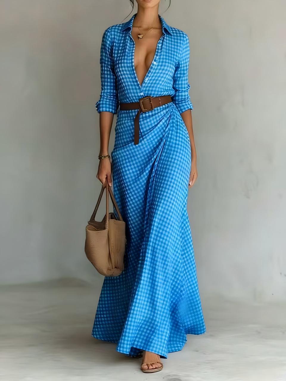 Solid-color Irregularly Pleated Dress With A Belt