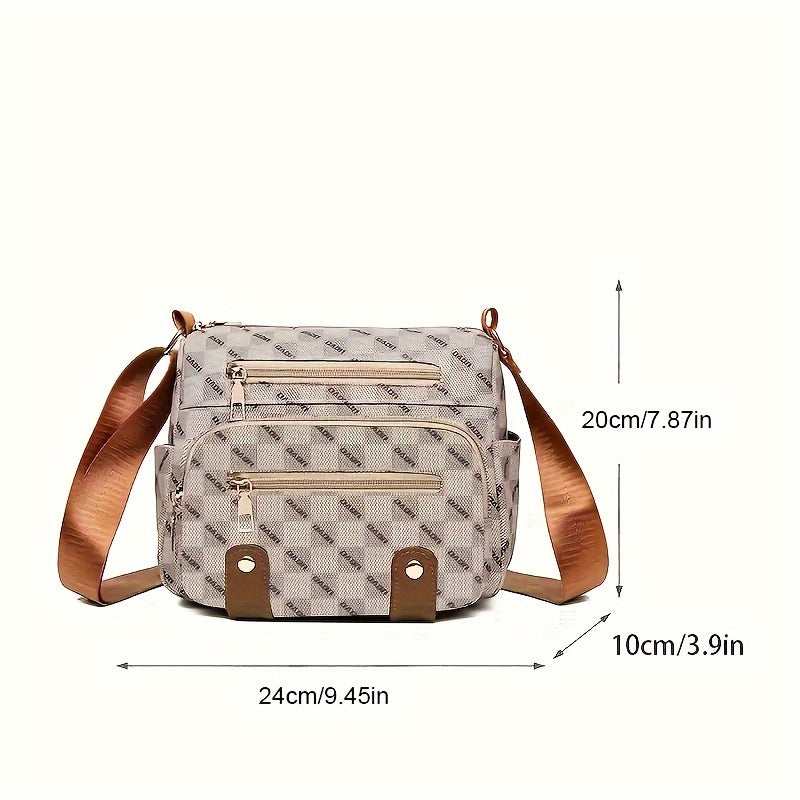 Multi Pocket Fashionable Checkered Crossbody Bag, Casual Travel Shoulder Bag