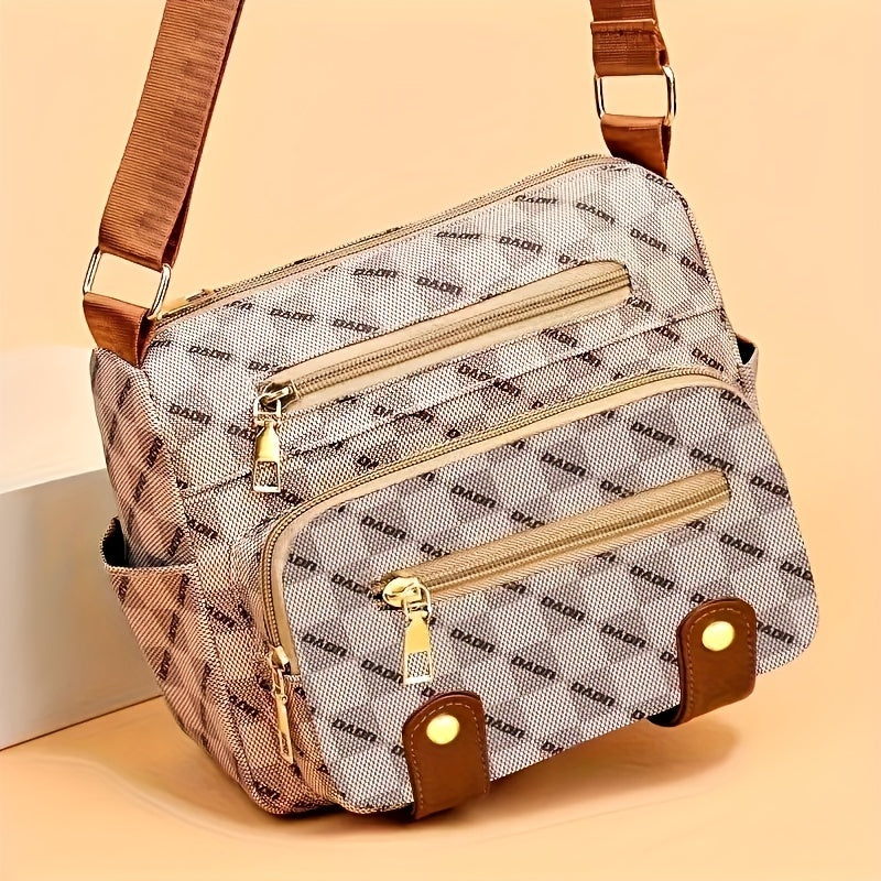 Multi Pocket Fashionable Checkered Crossbody Bag, Casual Travel Shoulder Bag