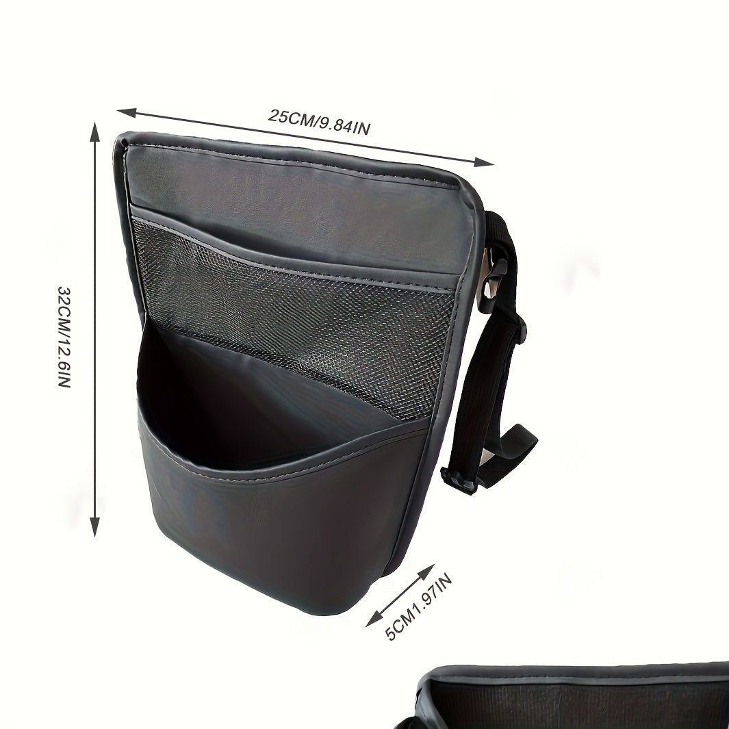 1PC Car Storage Bag, PU Leather Car Seat Back Middle Organizer Storage Bag, Car Net Pocket Handbag