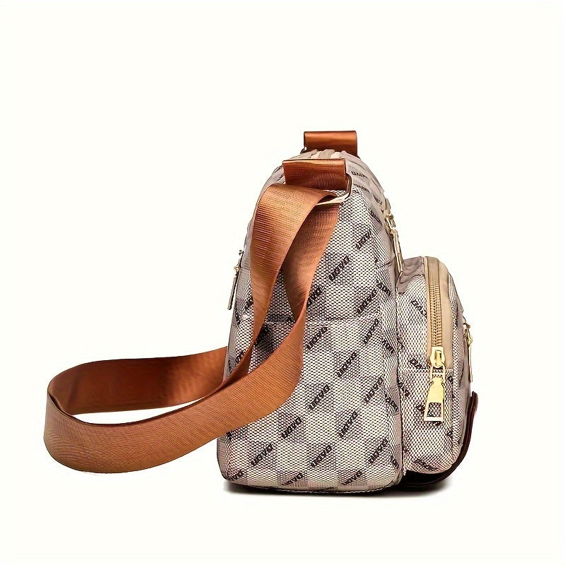 Multi Pocket Fashionable Checkered Crossbody Bag, Casual Travel Shoulder Bag