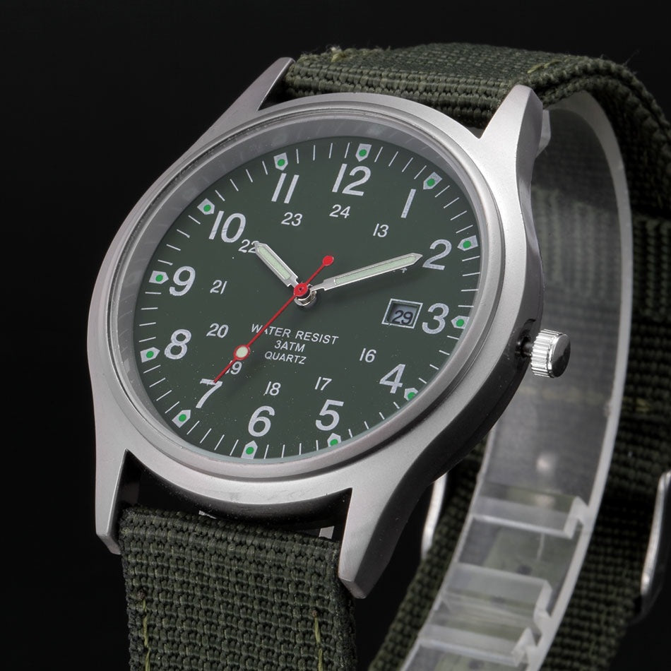 Watches Fabric Band Military Calendar Army Clock