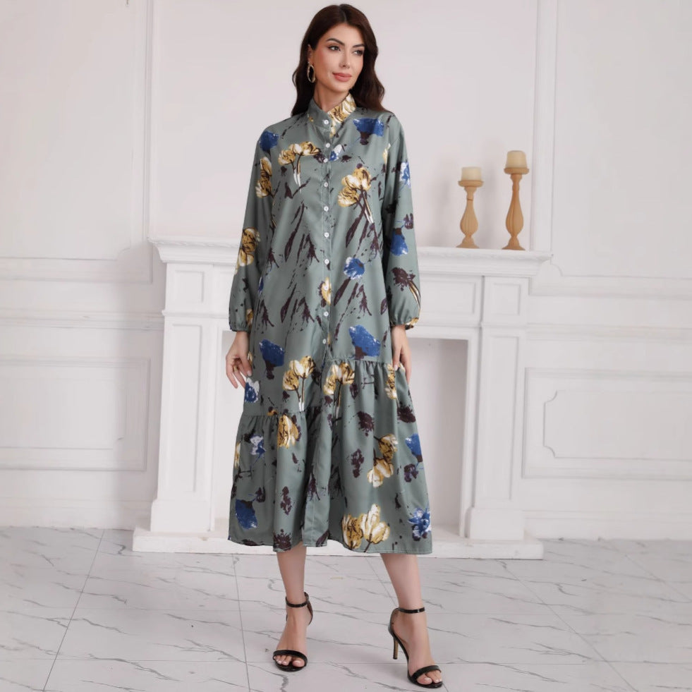 Loose Casual Floral Print Long Dress