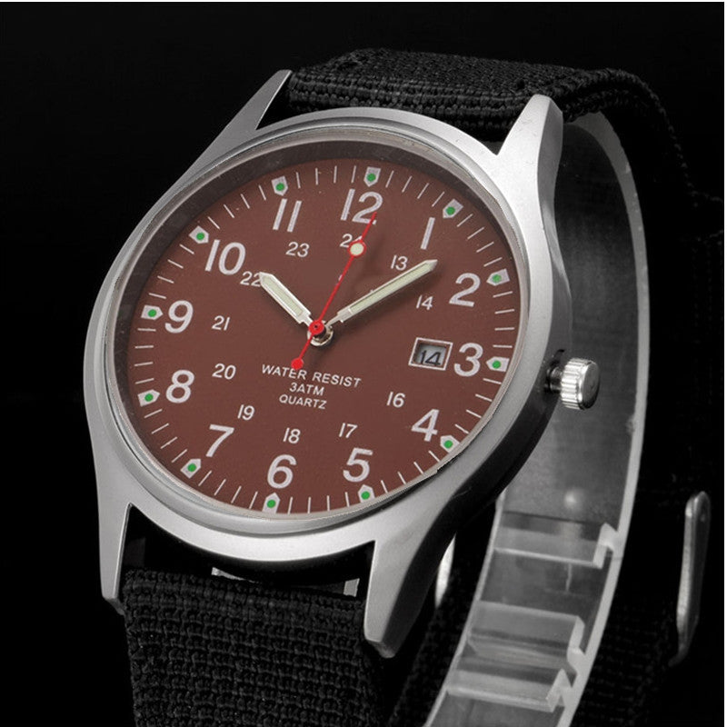 Watches Fabric Band Military Calendar Army Clock