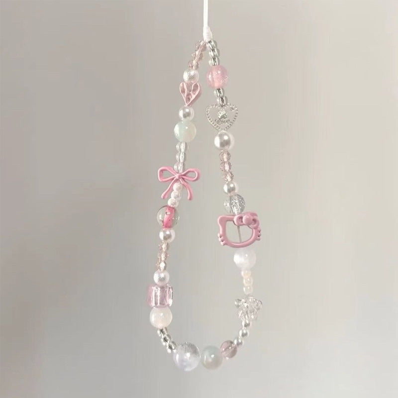 Pendant Short Beaded Chain Phone Case Lanyard