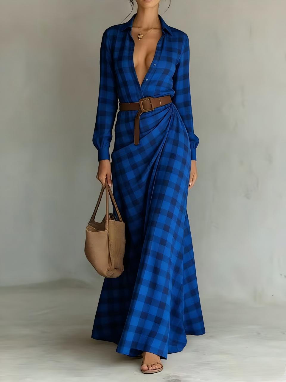 Solid-color Irregularly Pleated Dress With A Belt