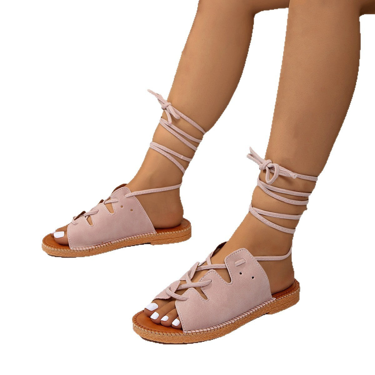 Summer New Plus Size Light Bottom Hemp Rope Lace-up Sandals For Women