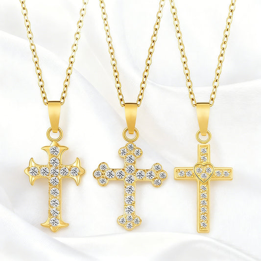 Stainless Steel Light Luxury Small Pendant Necklace With Micro-Set Zirconia Stones For Women