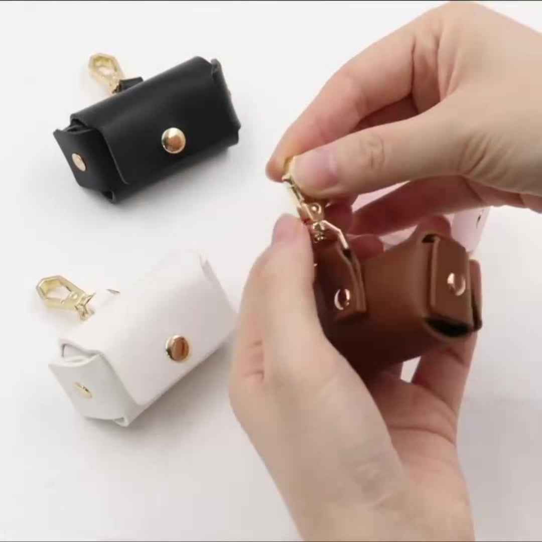 Creative Solid Color Leather Ring Storage Bag