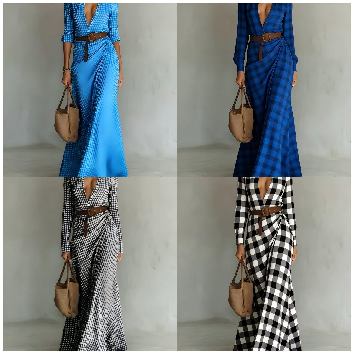 Solid-color Irregularly Pleated Dress With A Belt