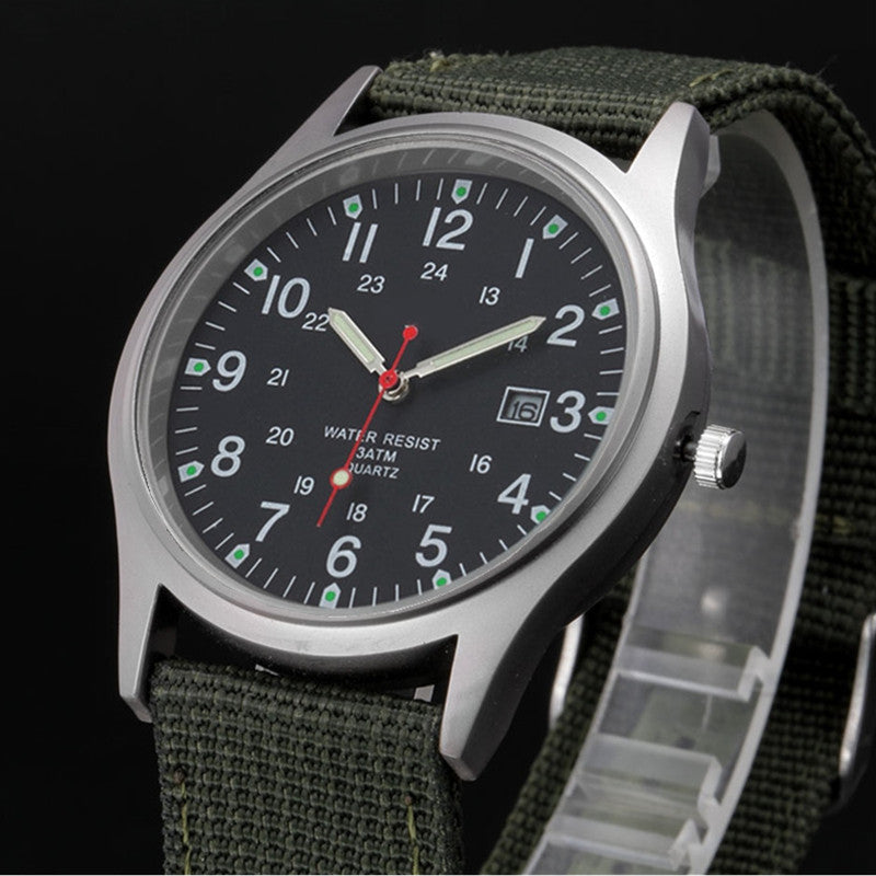 Watches Fabric Band Military Calendar Army Clock