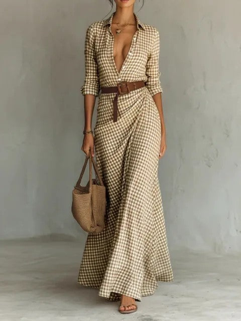Solid-color Irregularly Pleated Dress With A Belt