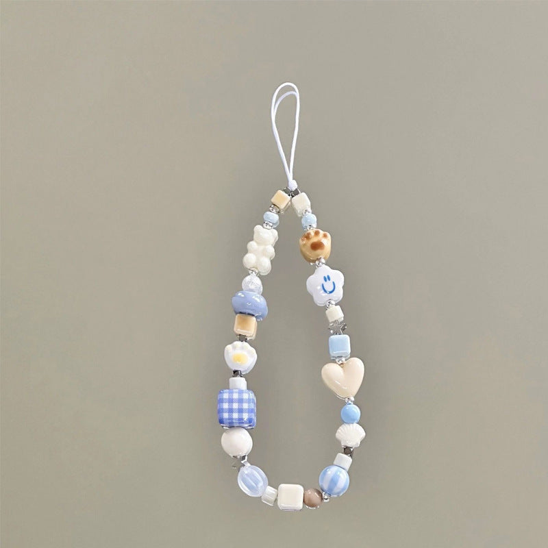 Pendant Short Beaded Chain Phone Case Lanyard