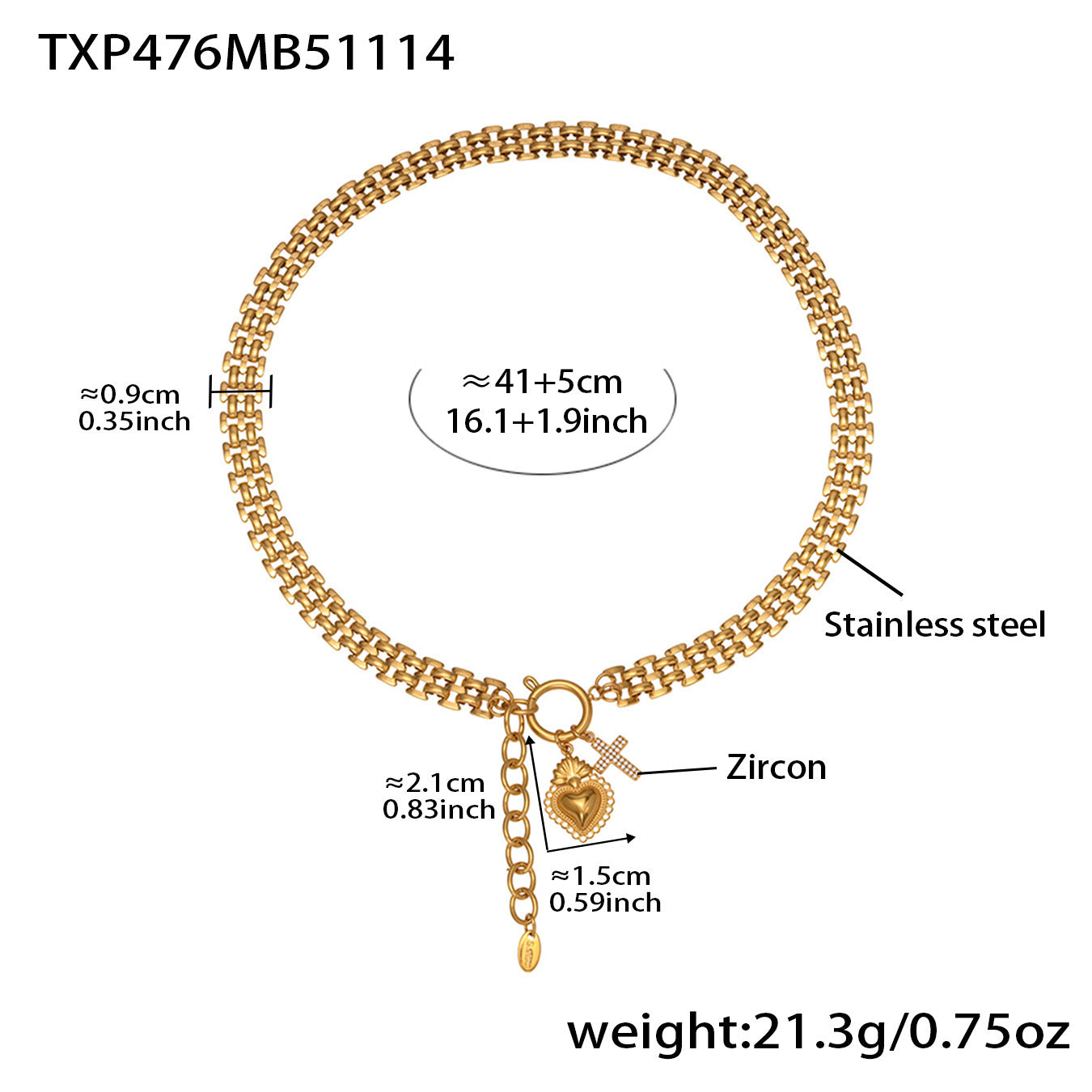 Full-Crystal Zircon Heart Pendant Necklace And Bracelet Set