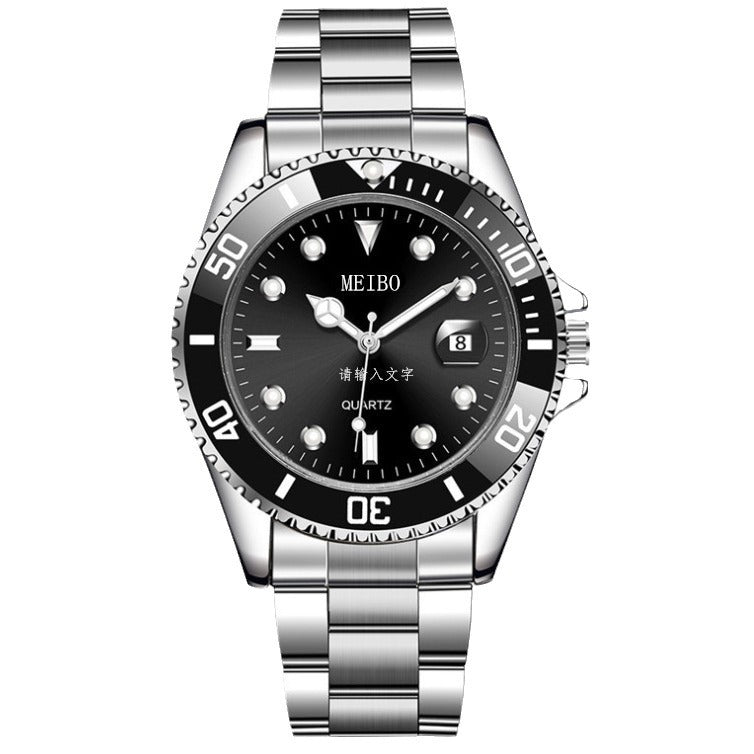 Magnifying Glass Calendar Mens Watch With A Steel Strap