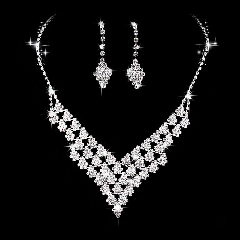 Diamond-shaped Jewelry Necklace Bracelet Earrings For Women