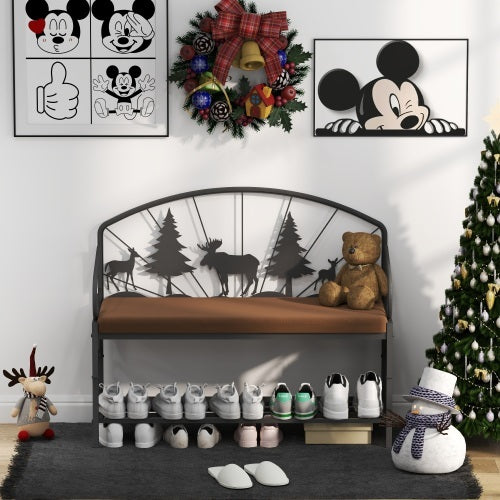 Shoe Rack Bench For Entryway, Industrial Bench Rustic Shoe Rack For Small Spaces